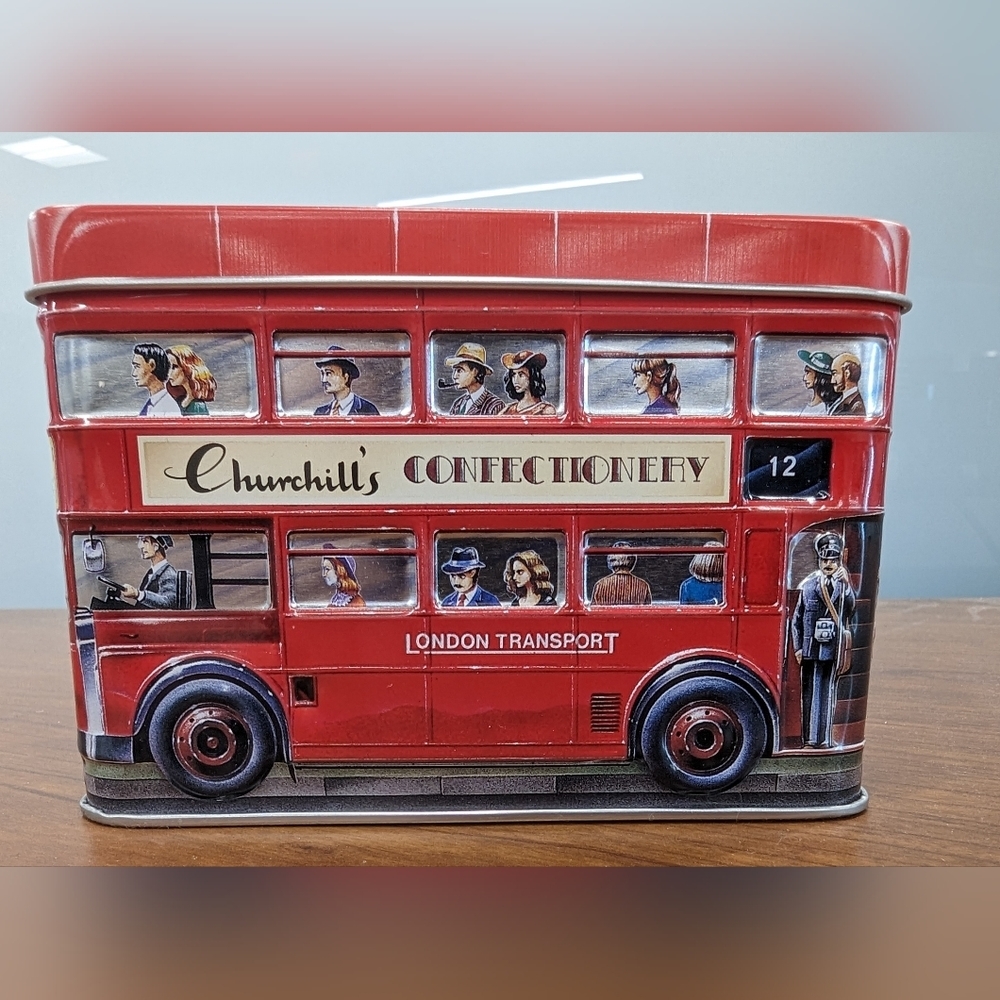 Churchill's Confectionery Of London Double-Decker Bus Bank Tin